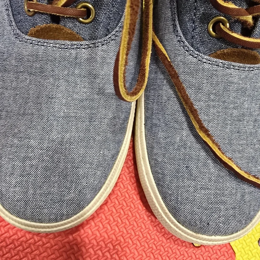 Polo Ralph Lauren Vaughn Saddle‎ Chambray Sneakers - Men's Size 8.5D - Blue/Tan